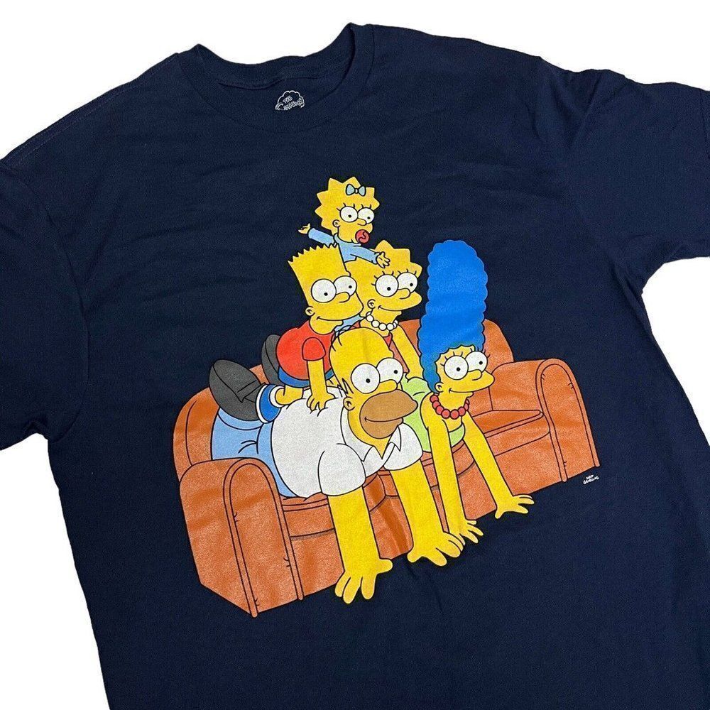 The Simpsons T-Shirt Adult L Family Couch Portrait Homer Bart Universal Vacation